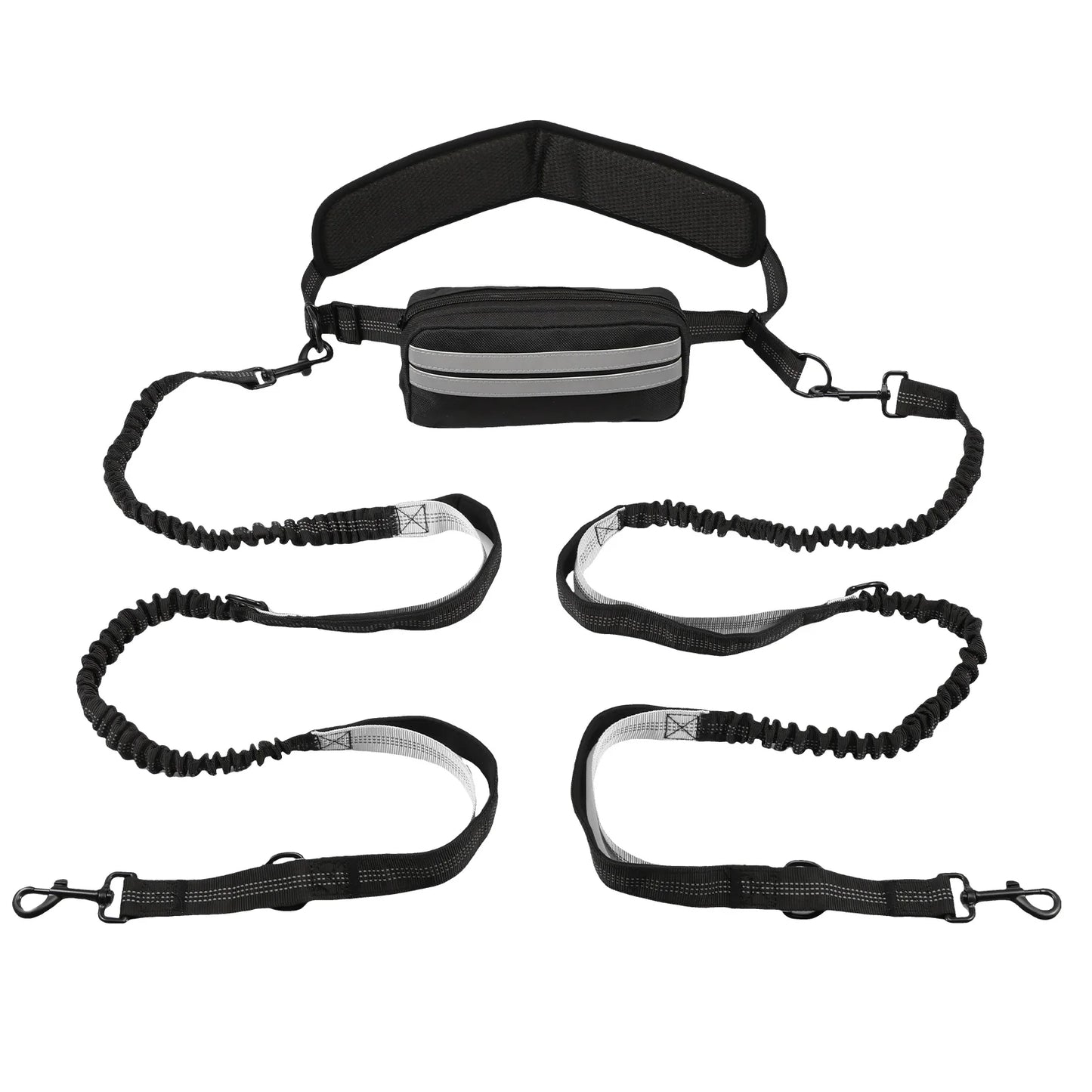 Hands Free Dog Leash with Waist Bag and Reflective Belt - 1PCS 1.9M Grey C