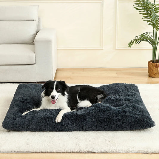 Soft Plush Dog Bed Basket for Cats and Dogs - Dark Gray / 70x100cm