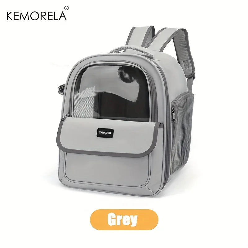 Breathable Mesh Pet Carrier Backpack for Dogs and Cats - Grey