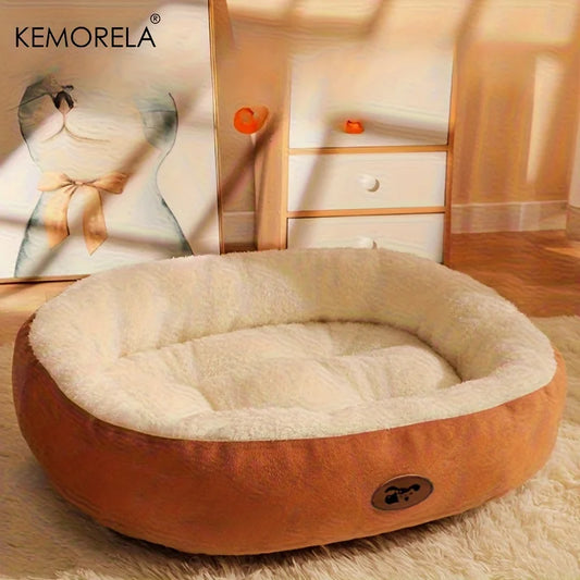 Plush Oval Pet Bed for Dogs and Cats (Machine Washable) - side view