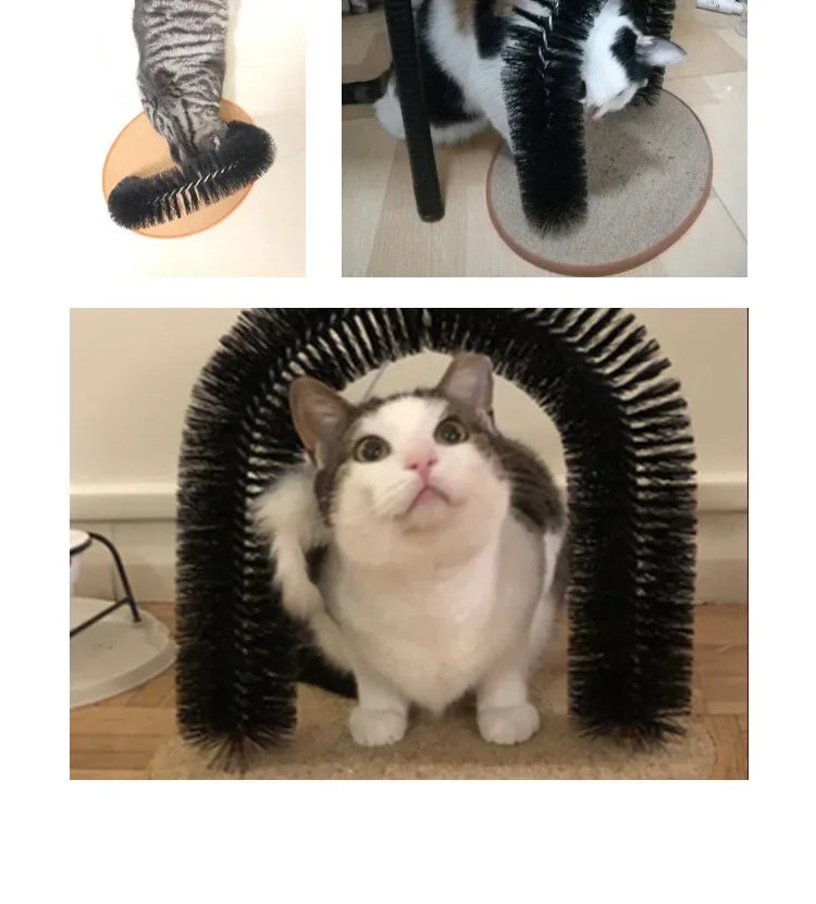 Cat Self-Grooming Arch with Massage Brush and Scratching Pad - view 12