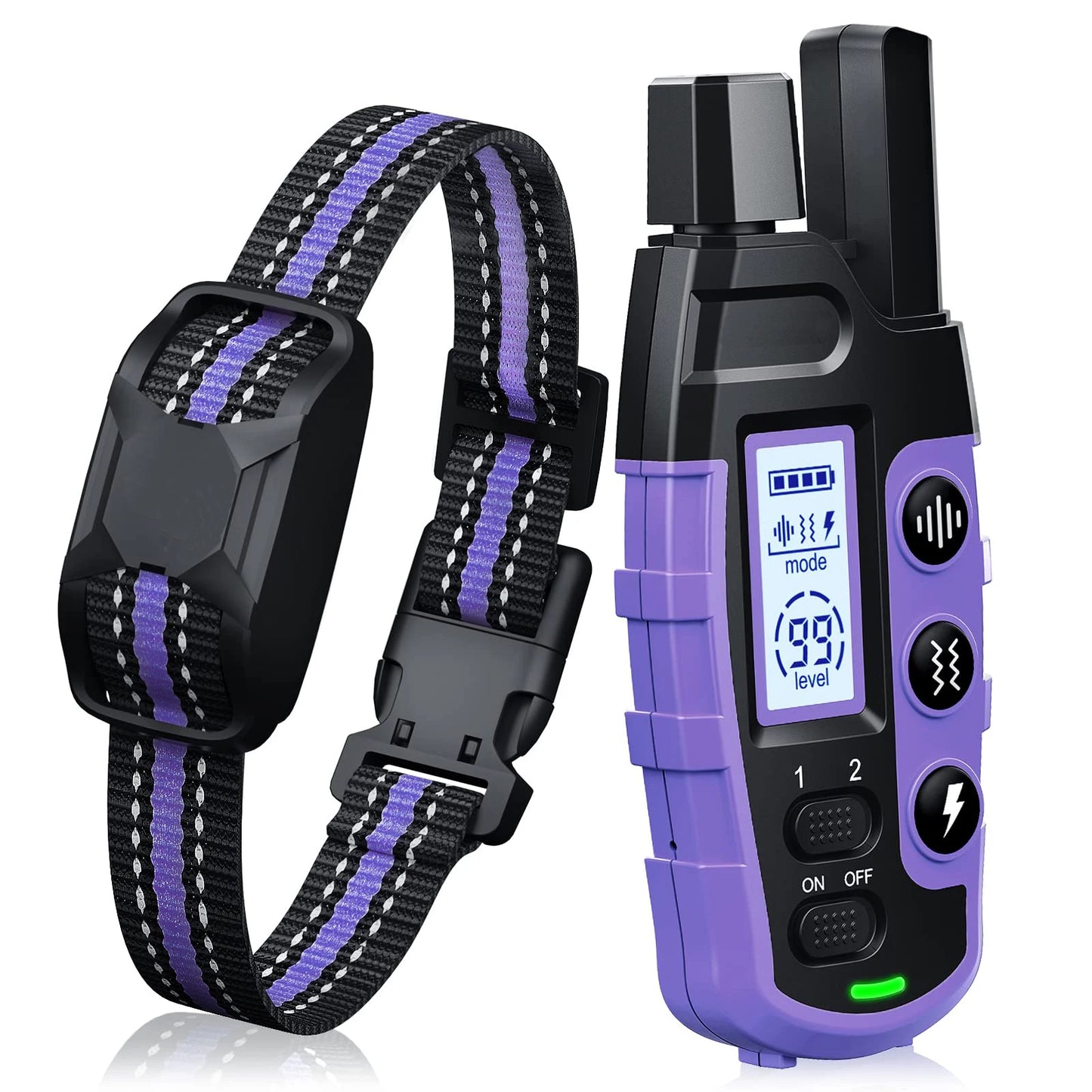 Waterproof Electric Dog Training Collar with Remote (3300ft Range) - For 1 Dog (Purple)