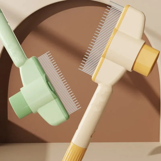 One-Button Self-Cleaning Pet Hair Removal Comb - side view
