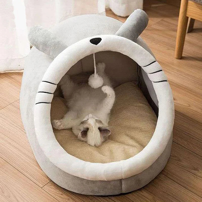 Foldable Cartoon Cat Cave Bed (Washable) - 4 / S