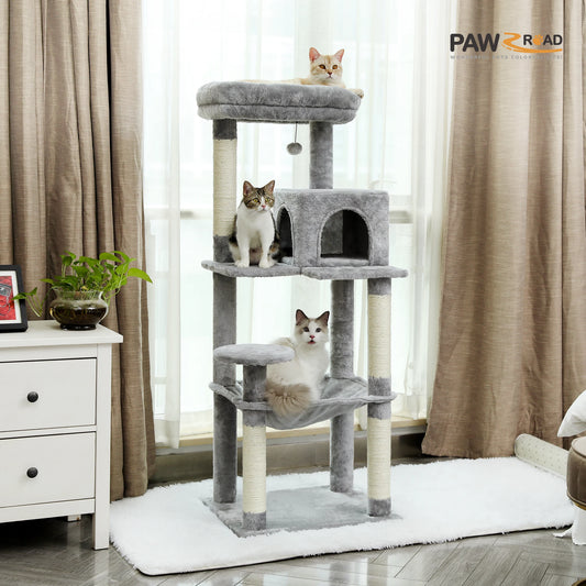 5-Level Cat Tree Tower for Large Cats with Hammock - side view