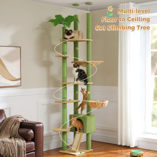 Adjustable Cactus Floor-to-Ceiling Cat Tree - side view