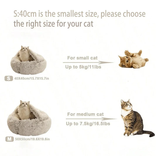 Soft Plush 2-in-1 Pet Cave Bed for Cats and Small Dogs - side view