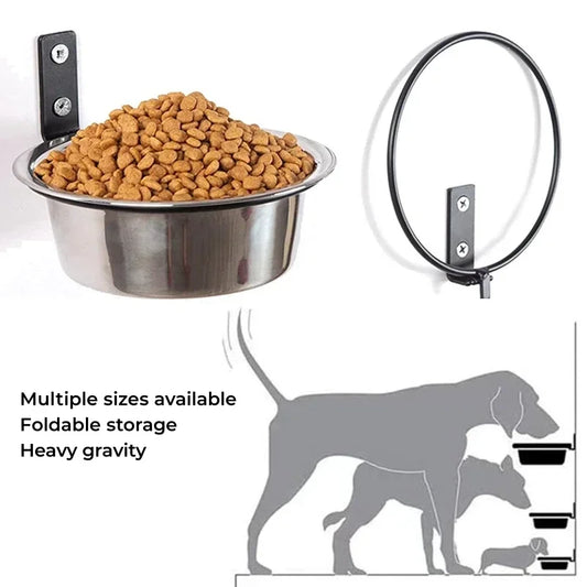 Wall-Mounted Elevated Pet Bowl with Stainless Steel Insert - side view