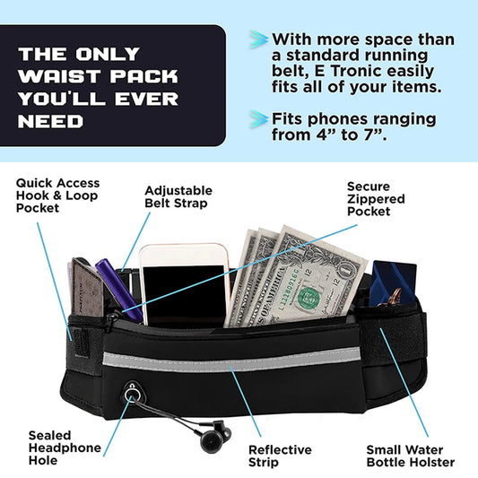 Hands Free Dog Leash with Waist Bag and Reflective Belt - side view