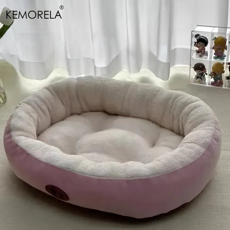 Cozy Oval Plush Snuggle Pet Bed - Pink / XXL
