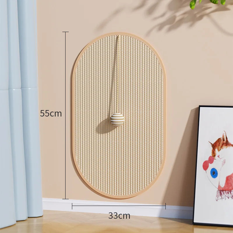 Sisal Cat Scratching Pad with Attached Toy - oval