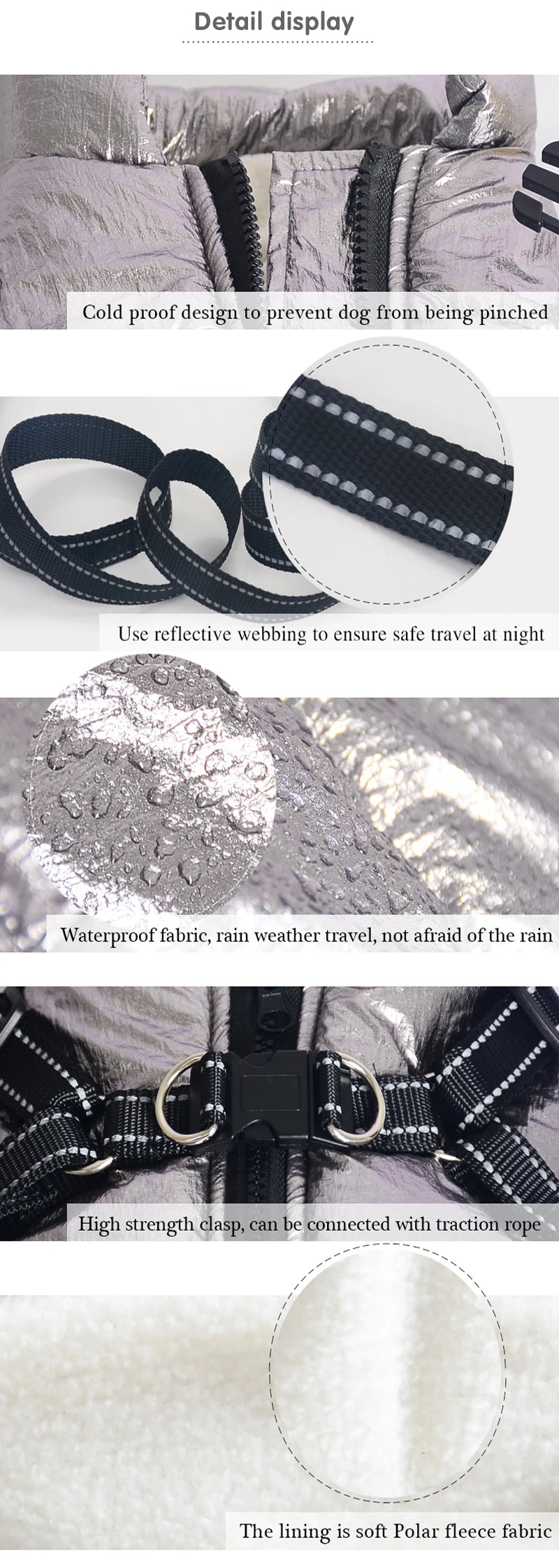 Waterproof Winter Dog Jacket with Built-in Harness - feature view