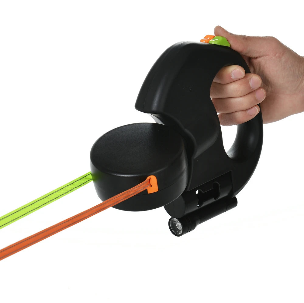 3m Reflective Retractable Dog Leash with LED Lights - Black / 3 M - 8 KG