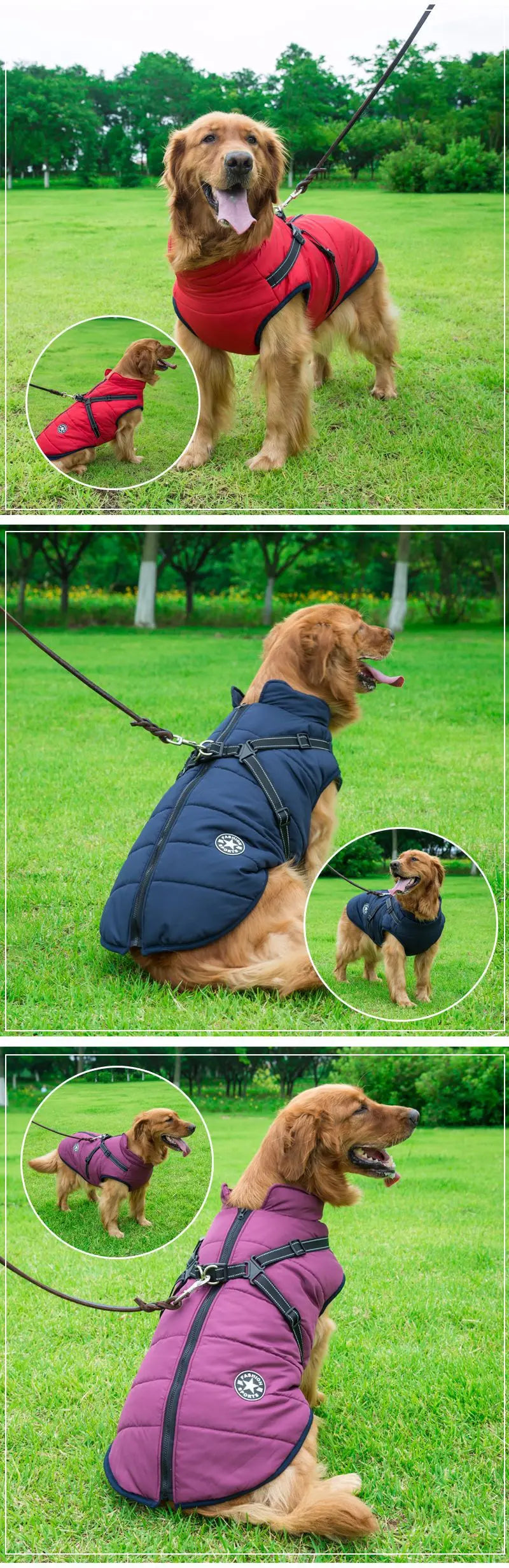 Waterproof Winter Dog Jacket with Built-in Harness - view 18