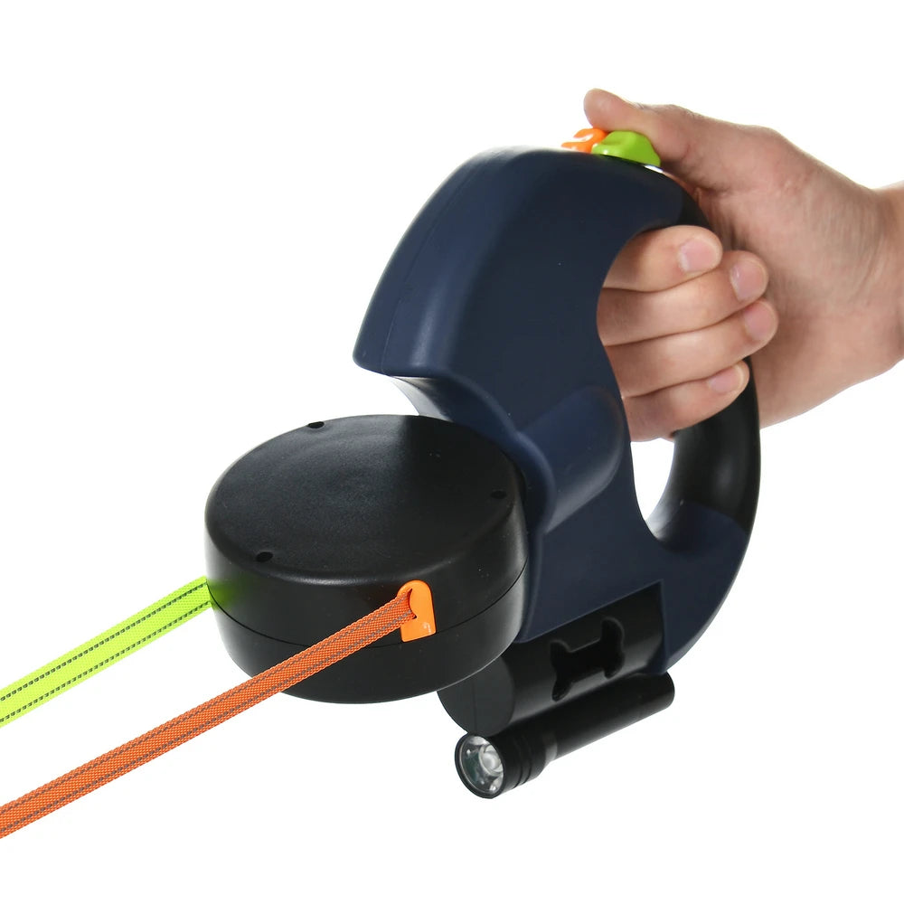 3m Reflective Retractable Dog Leash with LED Lights - Navy / 3 M - 8 KG