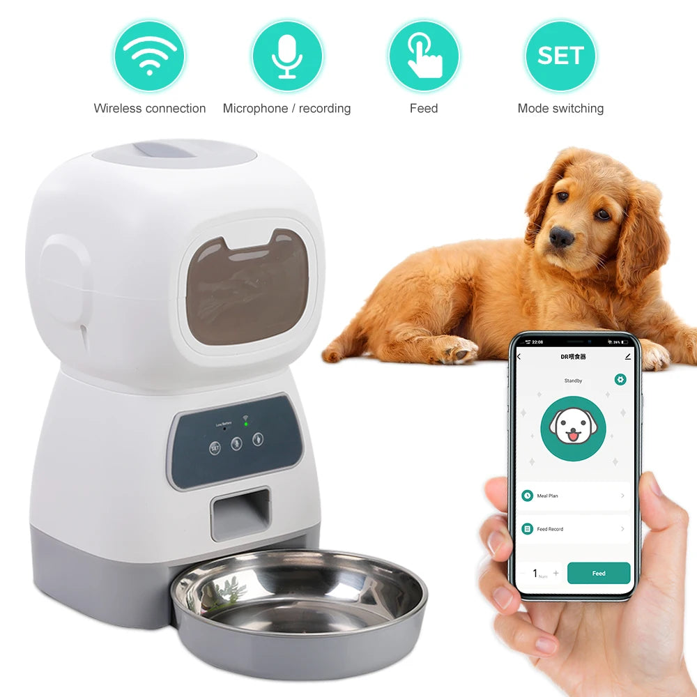 3.5L WiFi Smart Cat Feeder with Voice Recorder