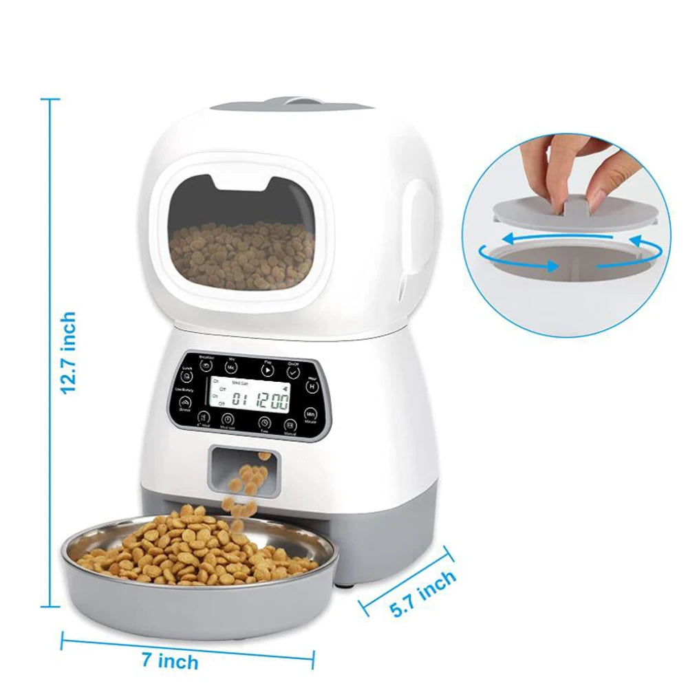 3.5L WiFi Smart Cat Feeder with Voice Recorder - 3.5L Button control