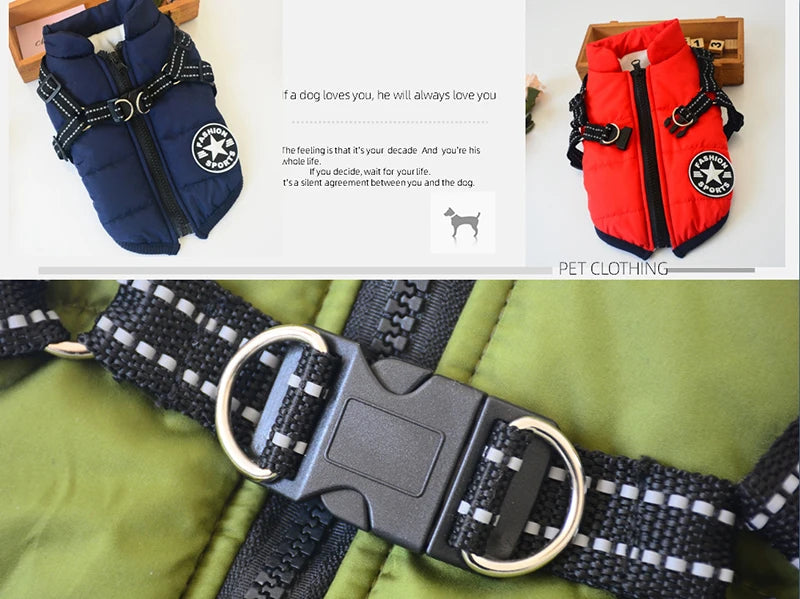 Waterproof Winter Dog Jacket with Built-in Harness - view 12