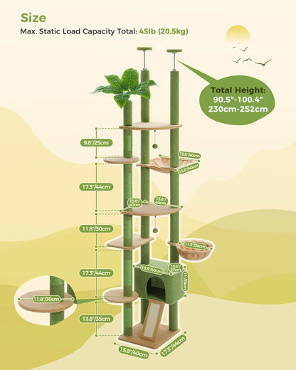 Adjustable Cactus Floor-to-Ceiling Cat Tree - from above