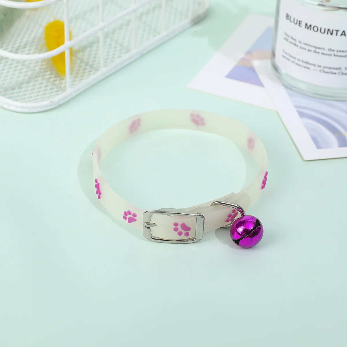 Luminous Glow-in-the-Dark Cat Collar with Bell - PURPLE