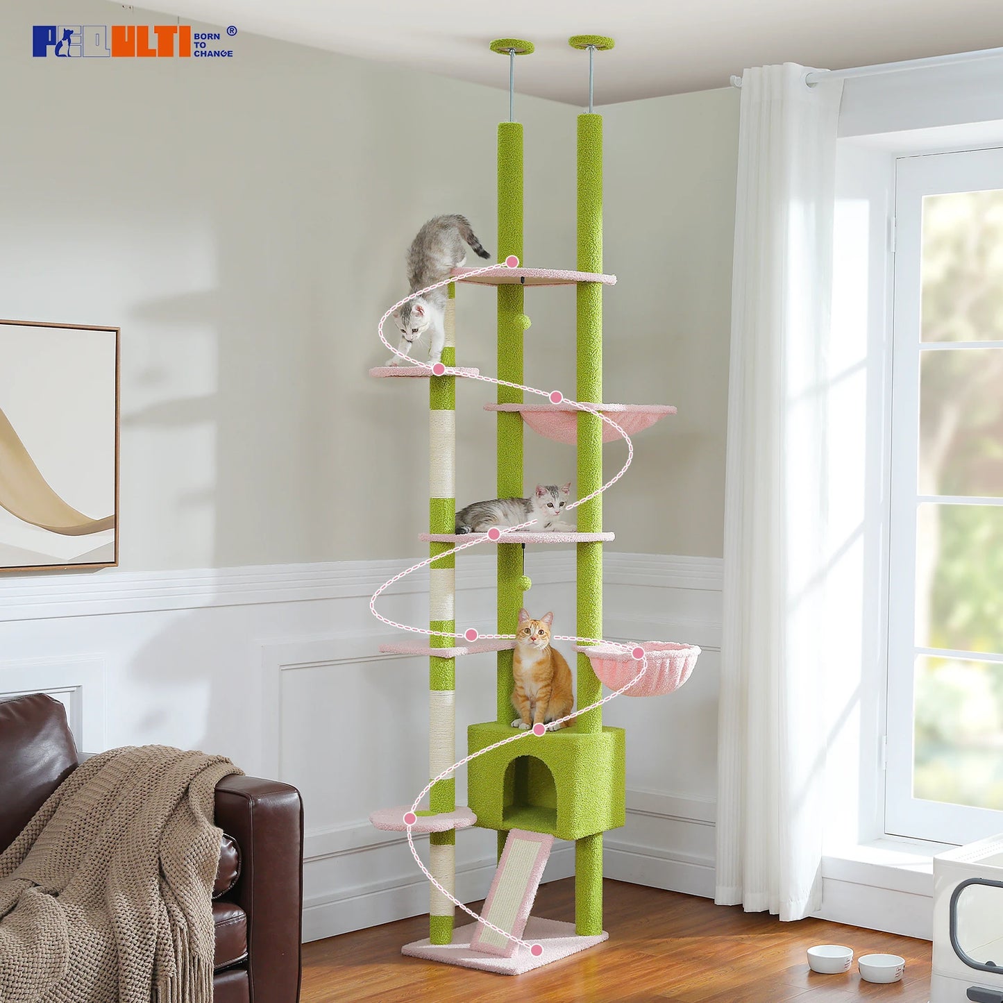 Adjustable Cactus Floor-to-Ceiling Cat Tree - close-up