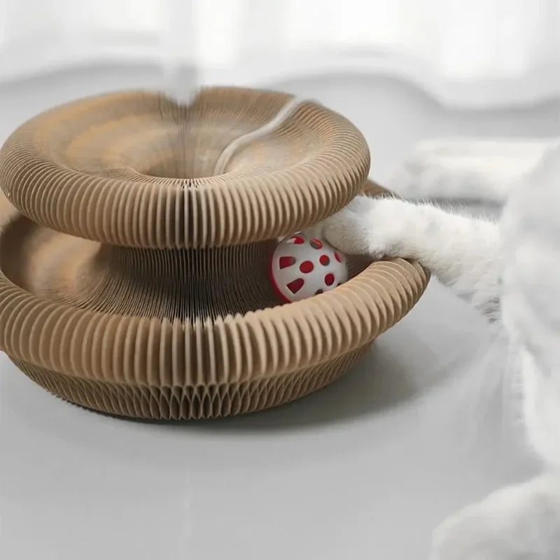 Durable Accordion Cat Scratching Board with Ball