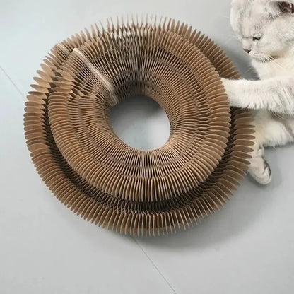 Durable Accordion Cat Scratching Board with Ball - side view