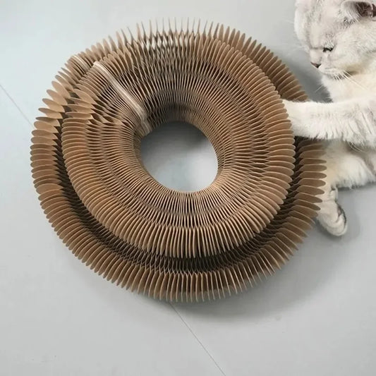 Durable Accordion Cat Scratching Board with Ball - side view