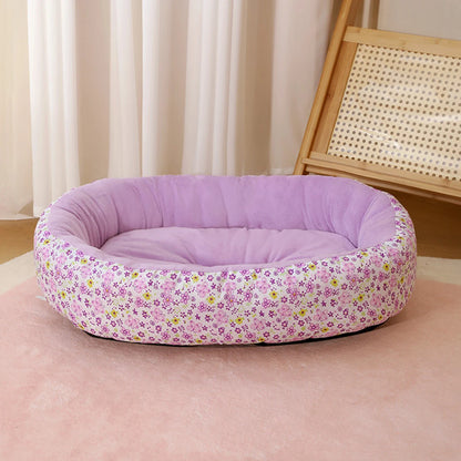 Floral All-Season Dog Bed for Small Breeds (4 Colors) - Purple / M