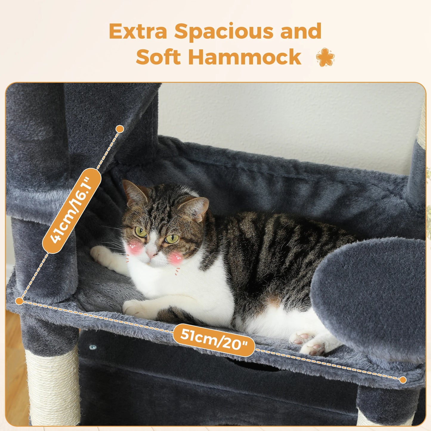 Large Cat Tree Tower with Hammock and Padded Perches - view 16