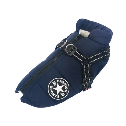 Waterproof Winter Dog Jacket with Built-in Harness - Navy Blue Copy / XXL