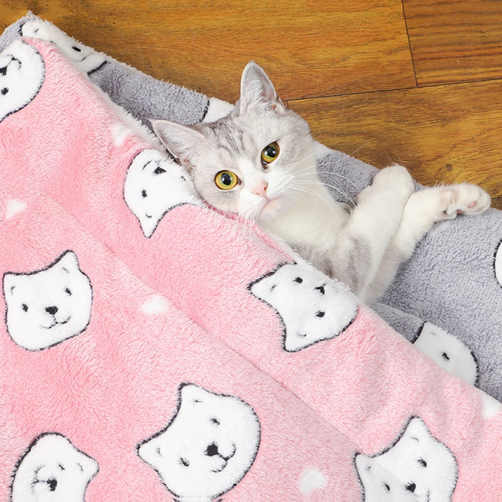 Soft Flannel Pet Sleeping Mat for Cats and Small Dogs - view 13