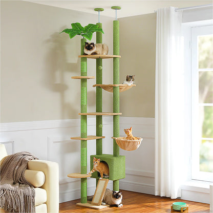 Height Adjustable Floor-to-Ceiling Cat Tree with Hammock - size reference