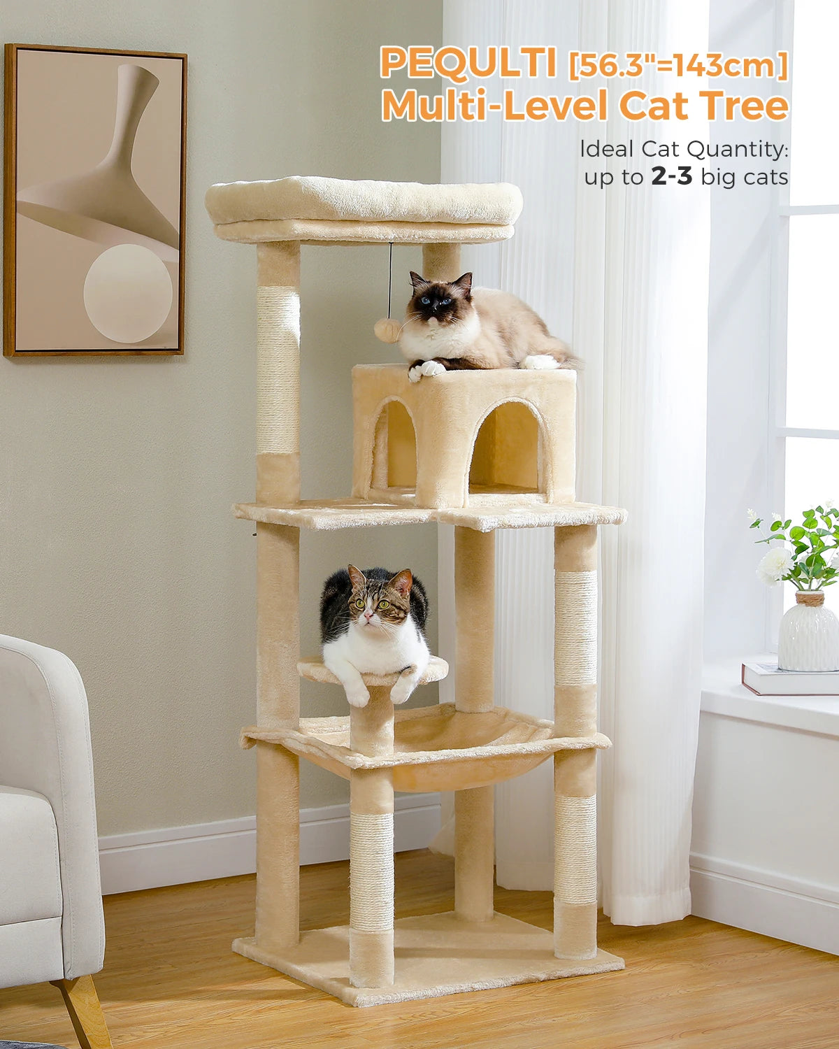 5-Level Cat Tree Tower for Large Cats with Hammock - view 12