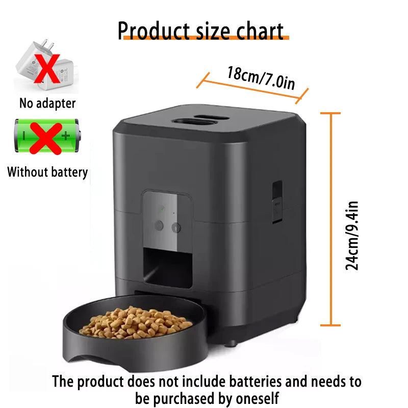 2L Programmable Auto Pet Feeder with Voice Recording - side view