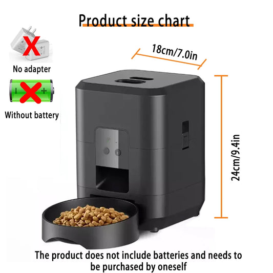 2L Programmable Auto Pet Feeder with Voice Recording - side view