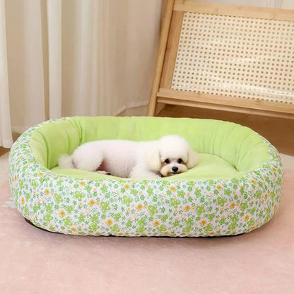 Floral All-Season Dog Bed for Small Breeds (4 Colors) - in use