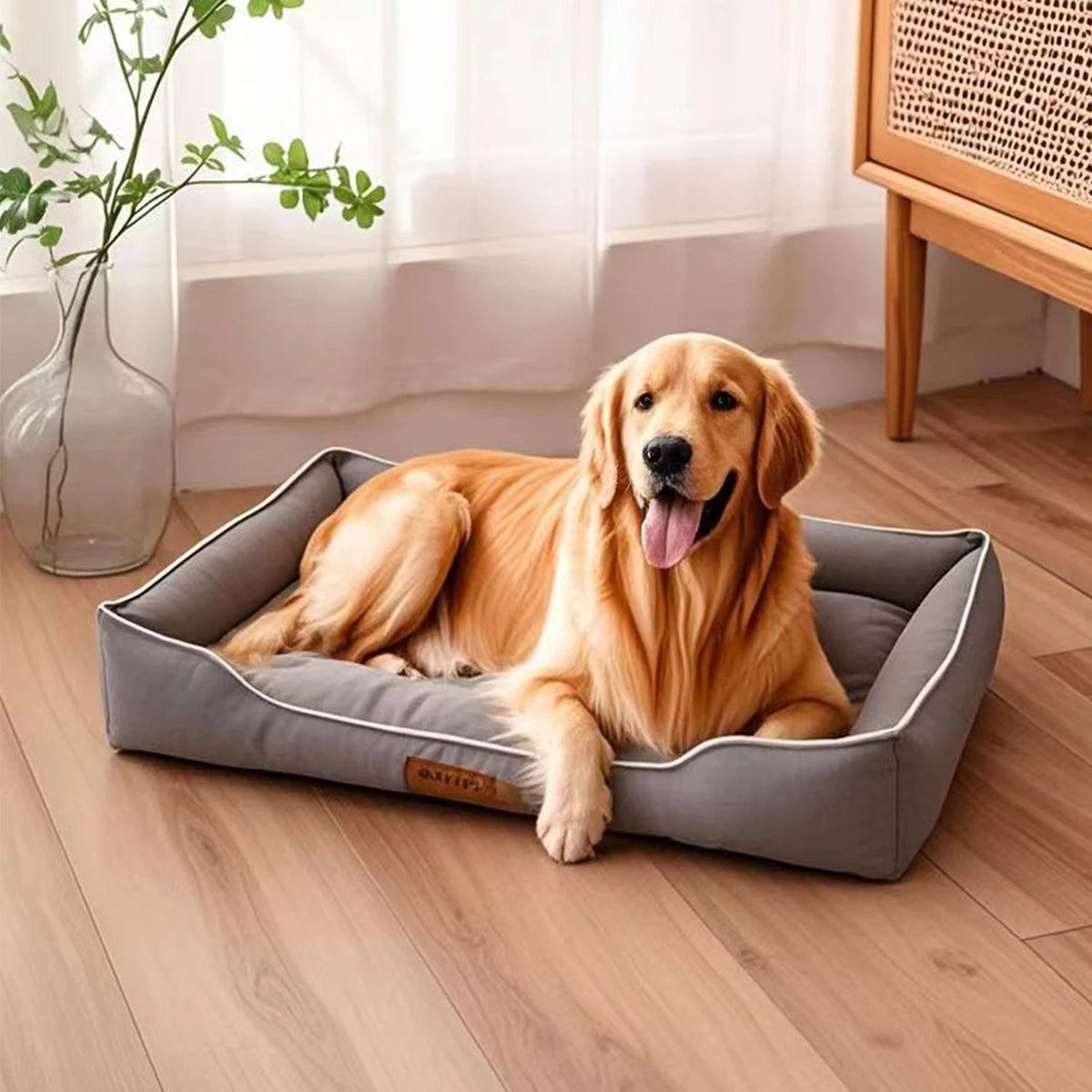 Bite-Resistant Waterproof Dog Bed for Large Dogs - side view