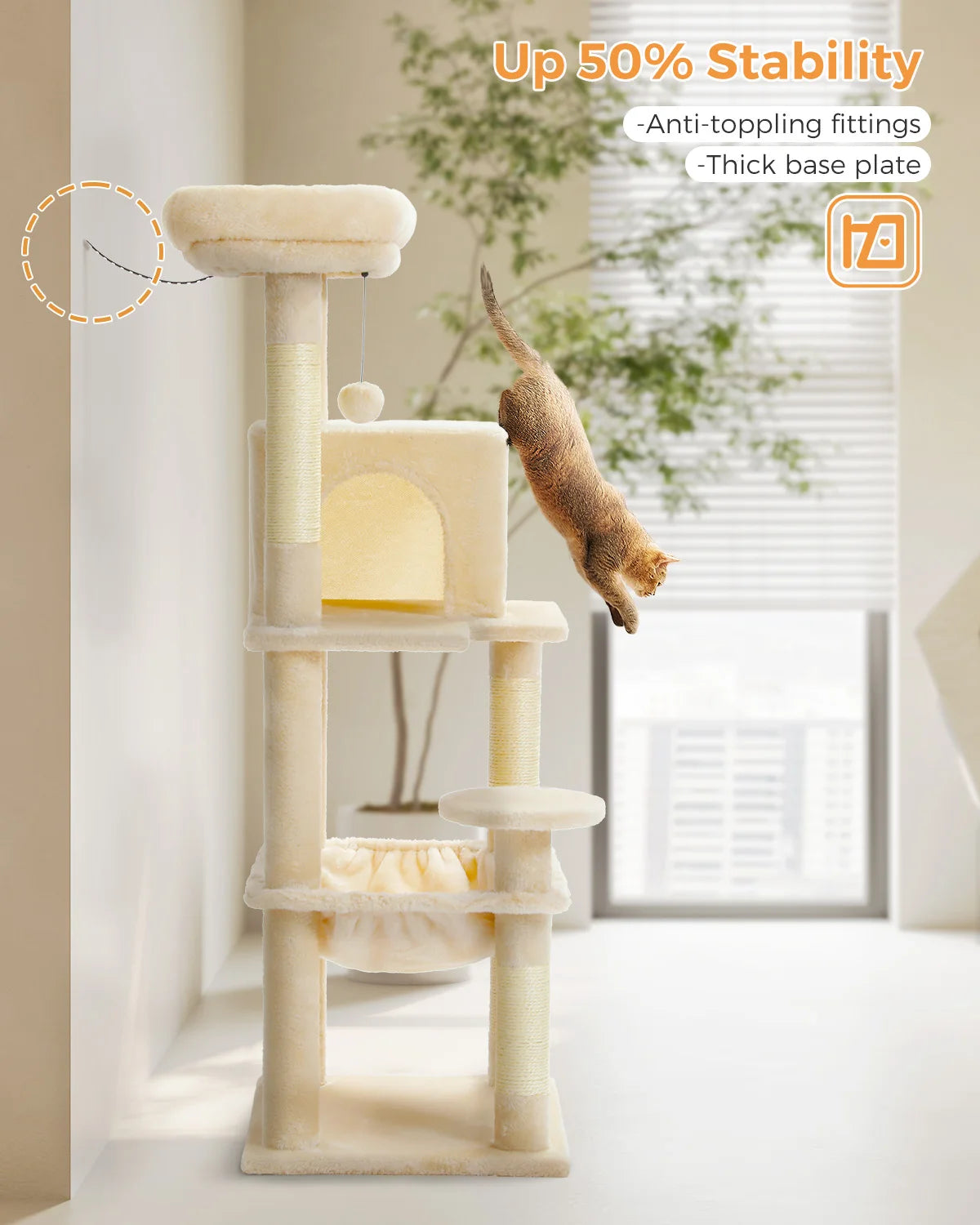 5-Level Cat Tree Tower for Large Cats with Hammock - view 14