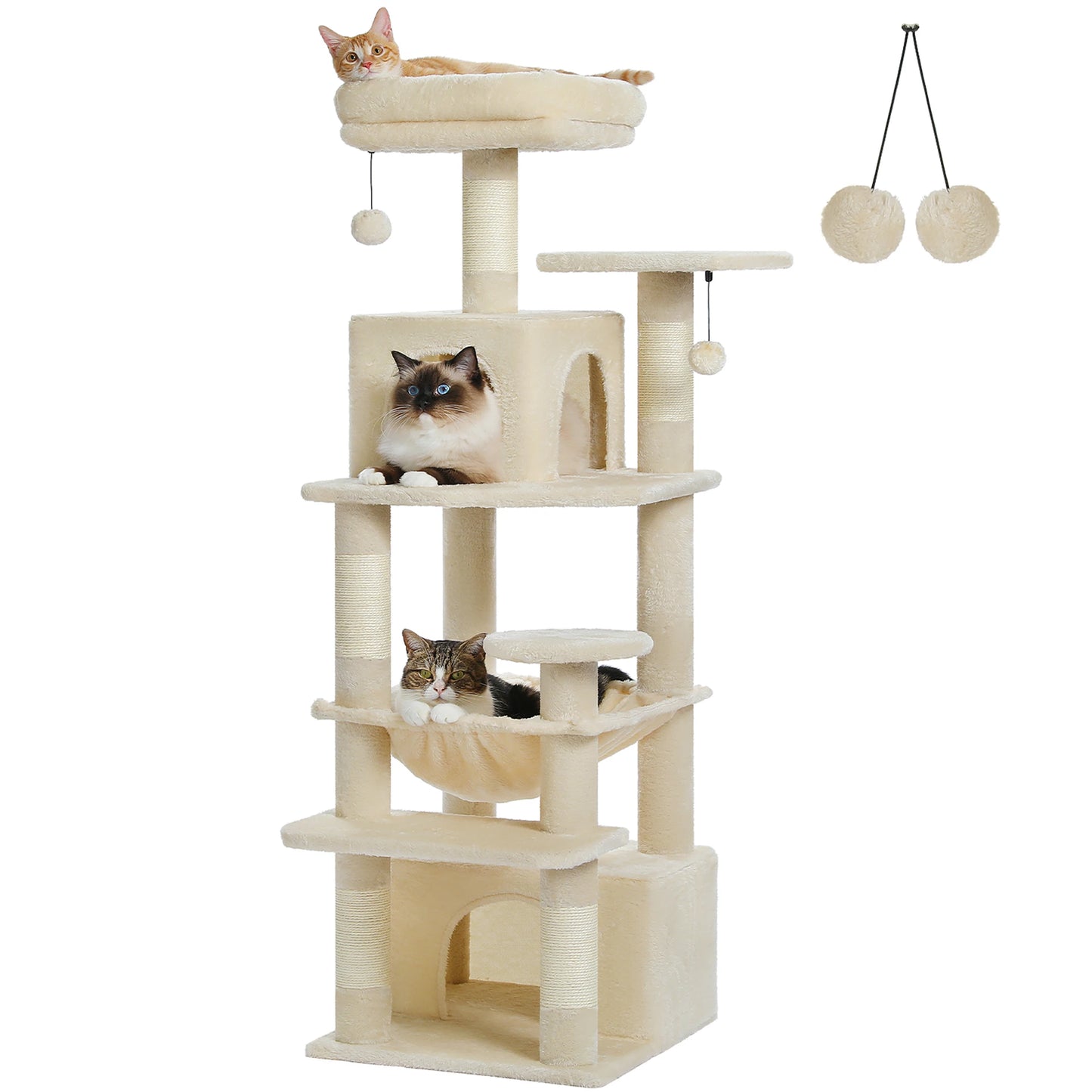 Large Cat Tree Tower with Hammock and Padded Perches - view 52