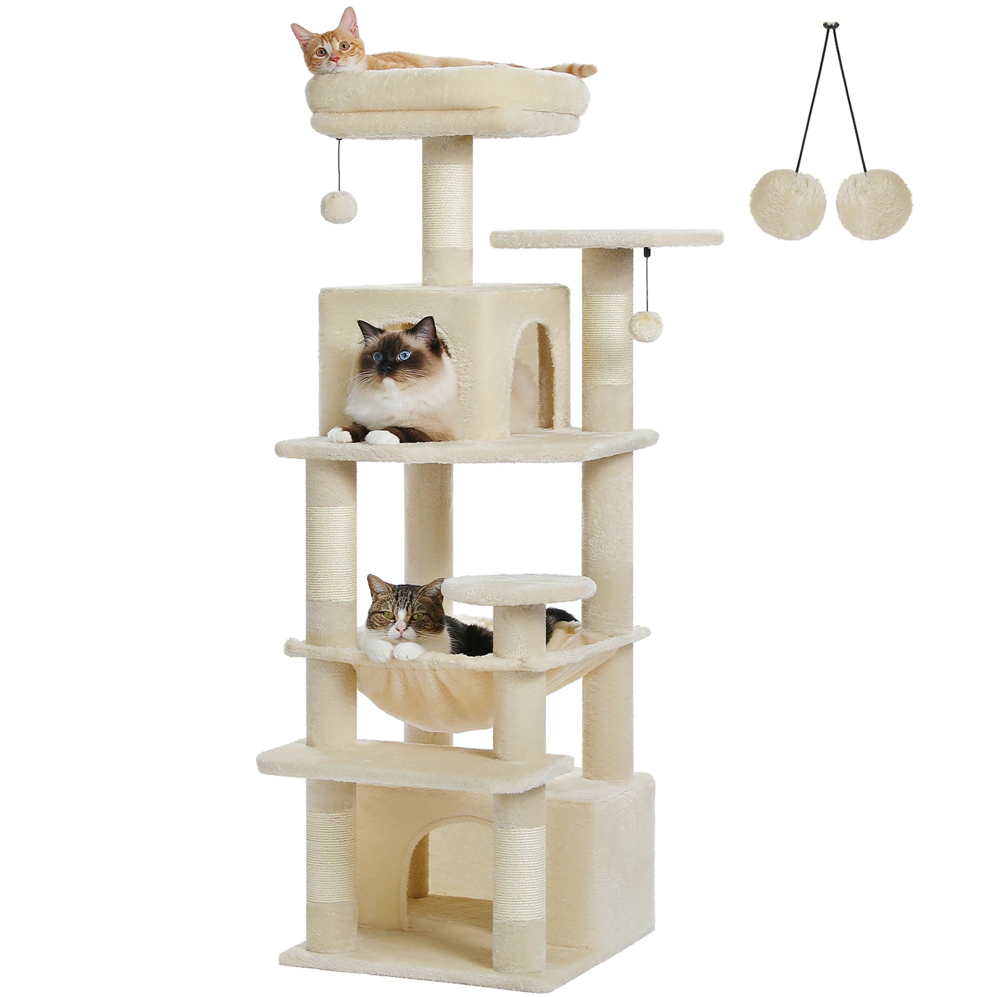 Large Cat Tree Tower with Hammock and Padded Perches - view 52