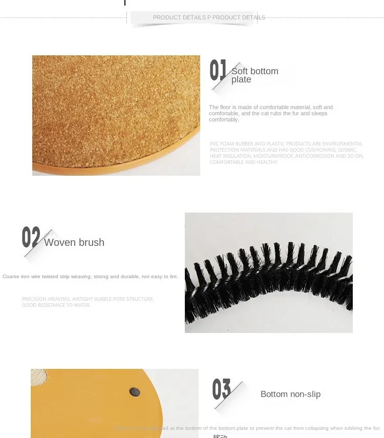 Cat Self-Grooming Arch with Massage Brush and Scratching Pad - feature view