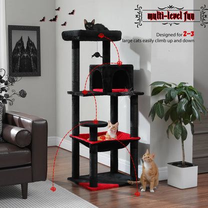 5-Level Cat Tree Tower for Large Cats with Hammock - close-up