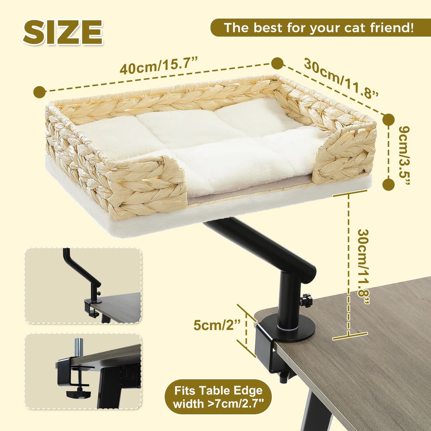 360 Degree Rotatable Cat Desk Bed with Adjustable Stand - AWW0205BG / M
