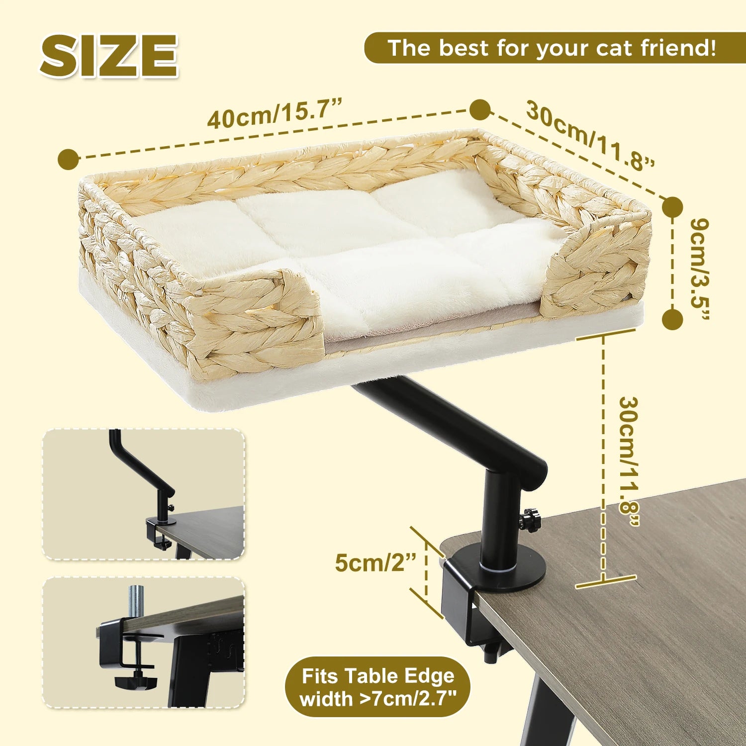 360 Degree Rotatable Cat Desk Bed with Adjustable Stand - AWW0205BG / M