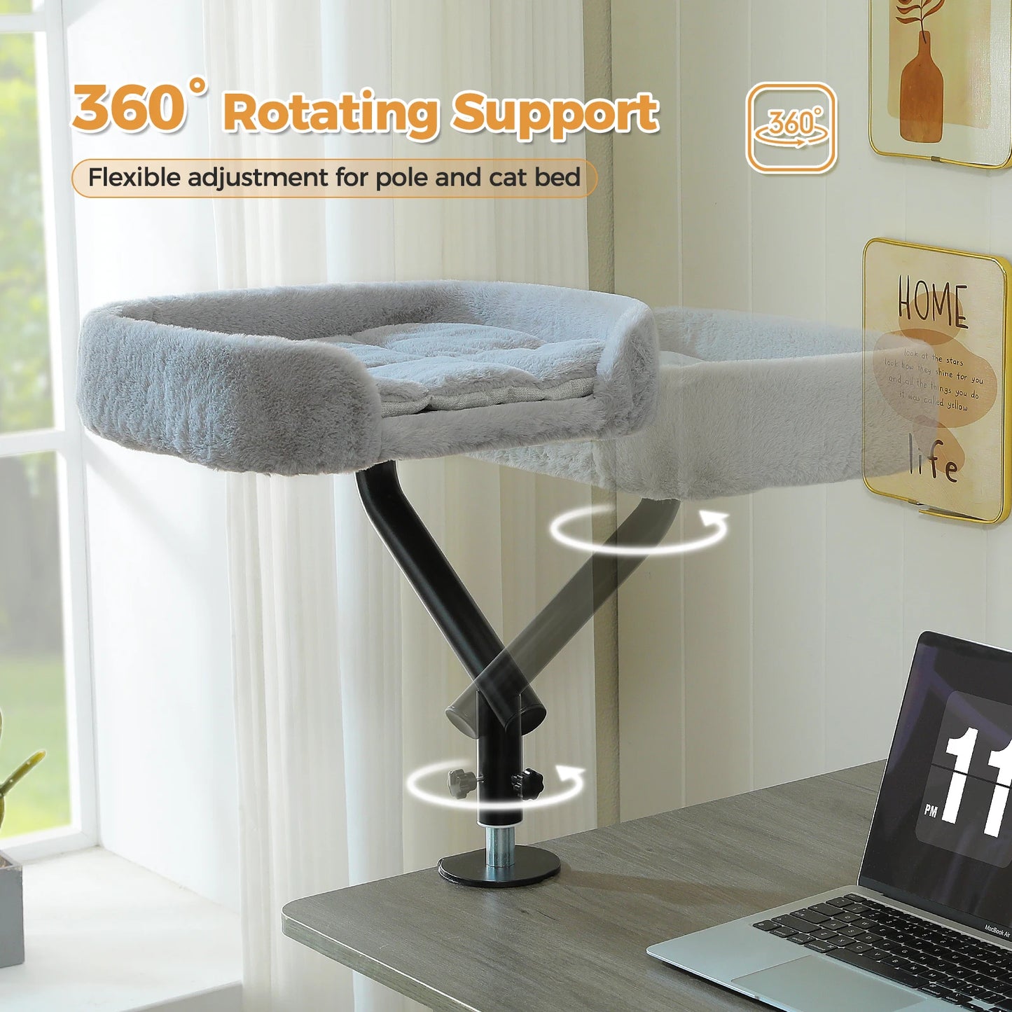 360 Degree Rotatable Cat Desk Bed with Adjustable Stand - view 14