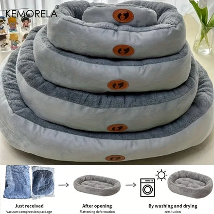 Plush Oval Pet Bed for Dogs and Cats (Machine Washable) - detail