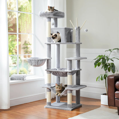 Large Multi-Level Plush Cat Tree with Condos - view 39