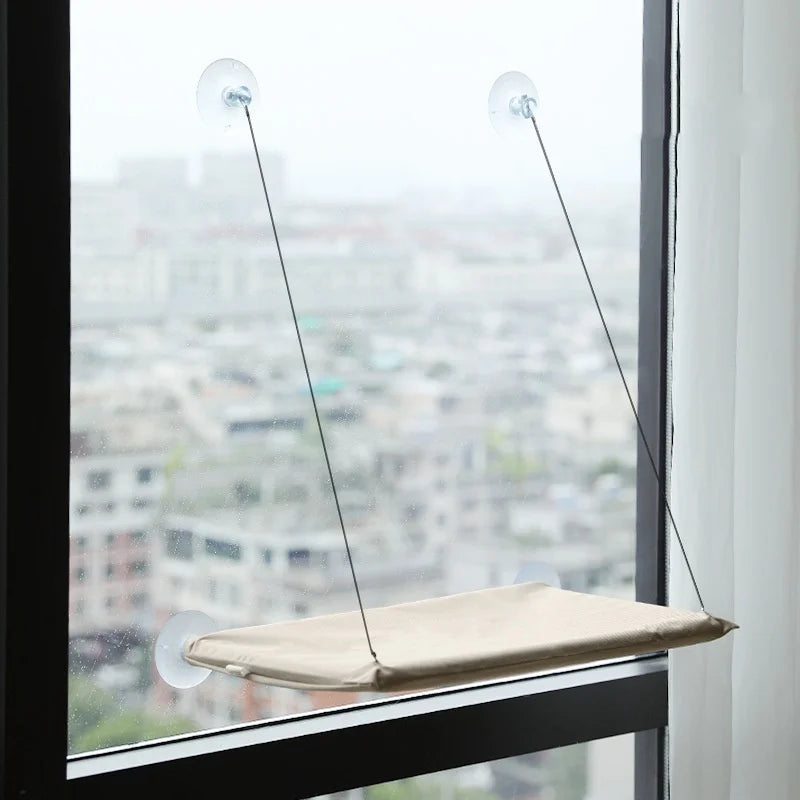 Cat Window Hammock with Suction Cups (Holds 20kg) - khaki