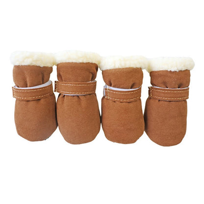 Plush Warm Anti-Slip Dog Boots and Socks (4 Pack) - XL / C